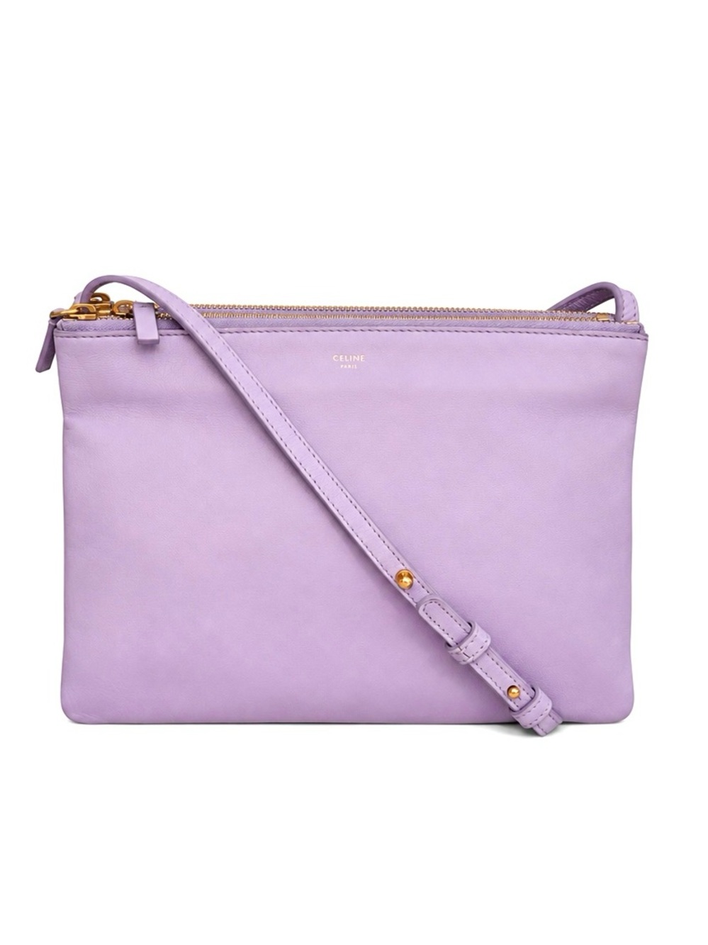 CELINE Trio Lilac Lambskin Leather Crossbody Bag W/ COA